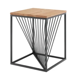 Beistelltisch 40cm 'Lissabon' Wildeiche Stahl schwarz eckig