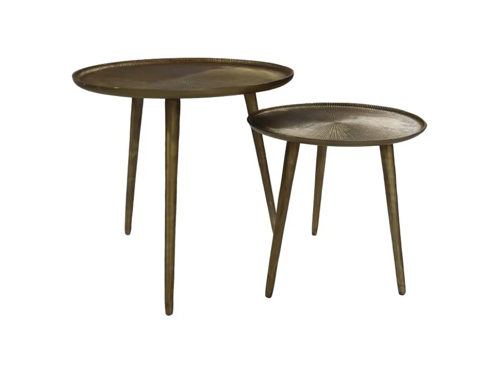 Beistelltische "Aaron" 2er-Set rund 50x50/40x40 Goldfarbig Aluminium/Eisen