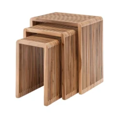 Beistelltisch 3er-Set "Woody" recyceltes Teakholz