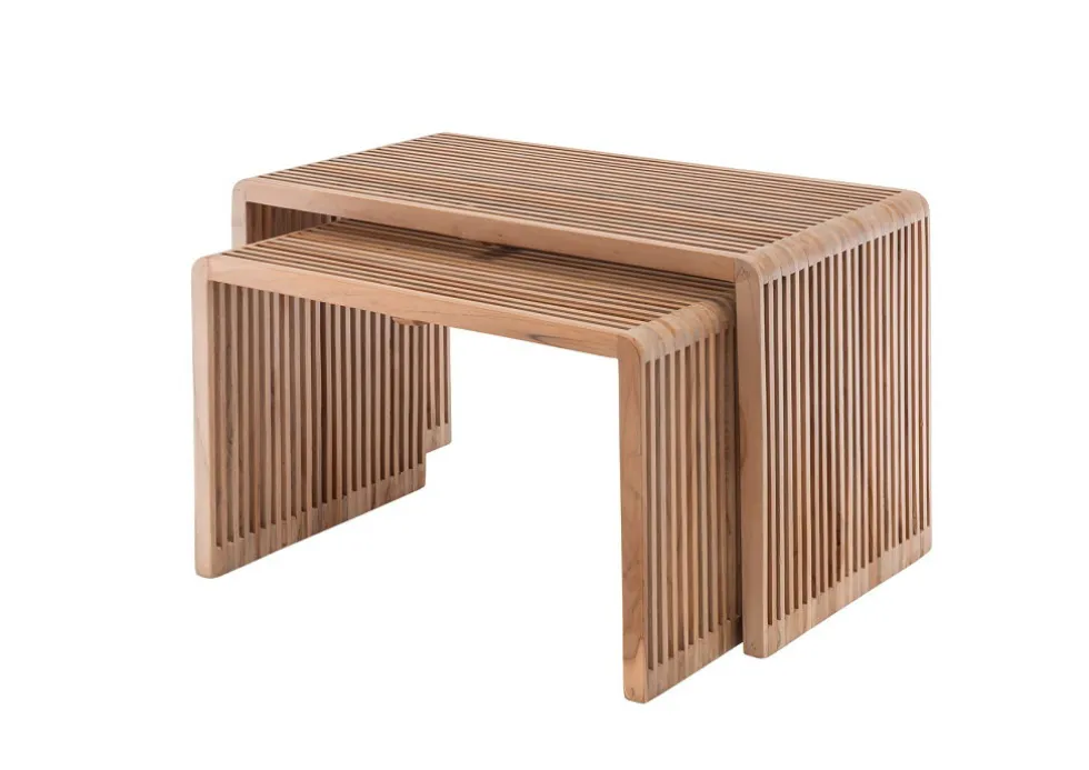 Beistelltisch 2er-Set "Woody" recyceltes Teakholz groß