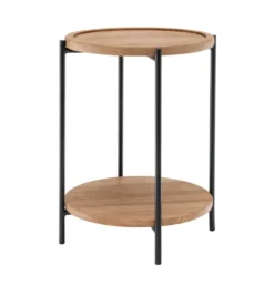 Beistelltisch 40x55cm 'Lissabon' Wildeiche Stahl schwarz rund