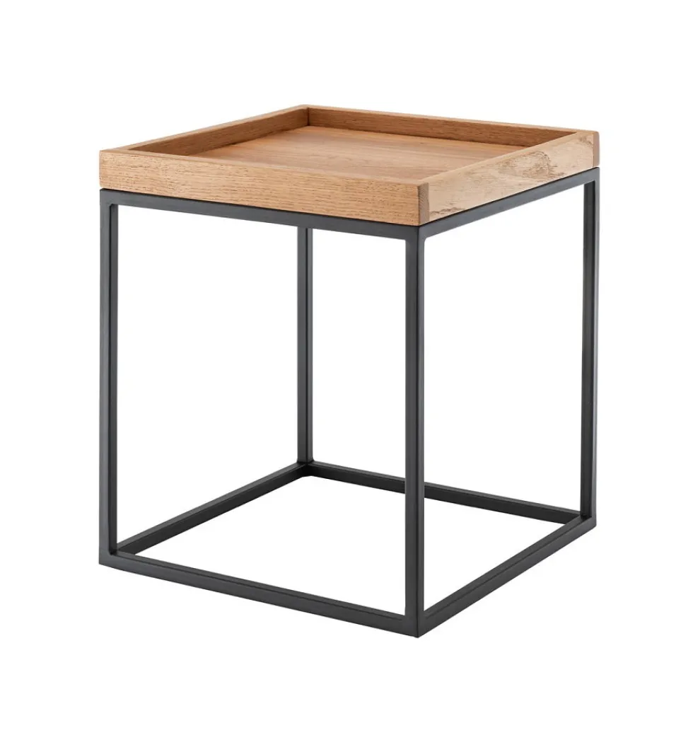 Beistelltisch 40x40cm 'Lissabon' Wildeiche Stahl schwarz
