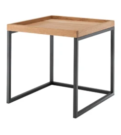 Beistelltisch 50x50cm 'Lissabon' Wildeiche Stahl schwarz