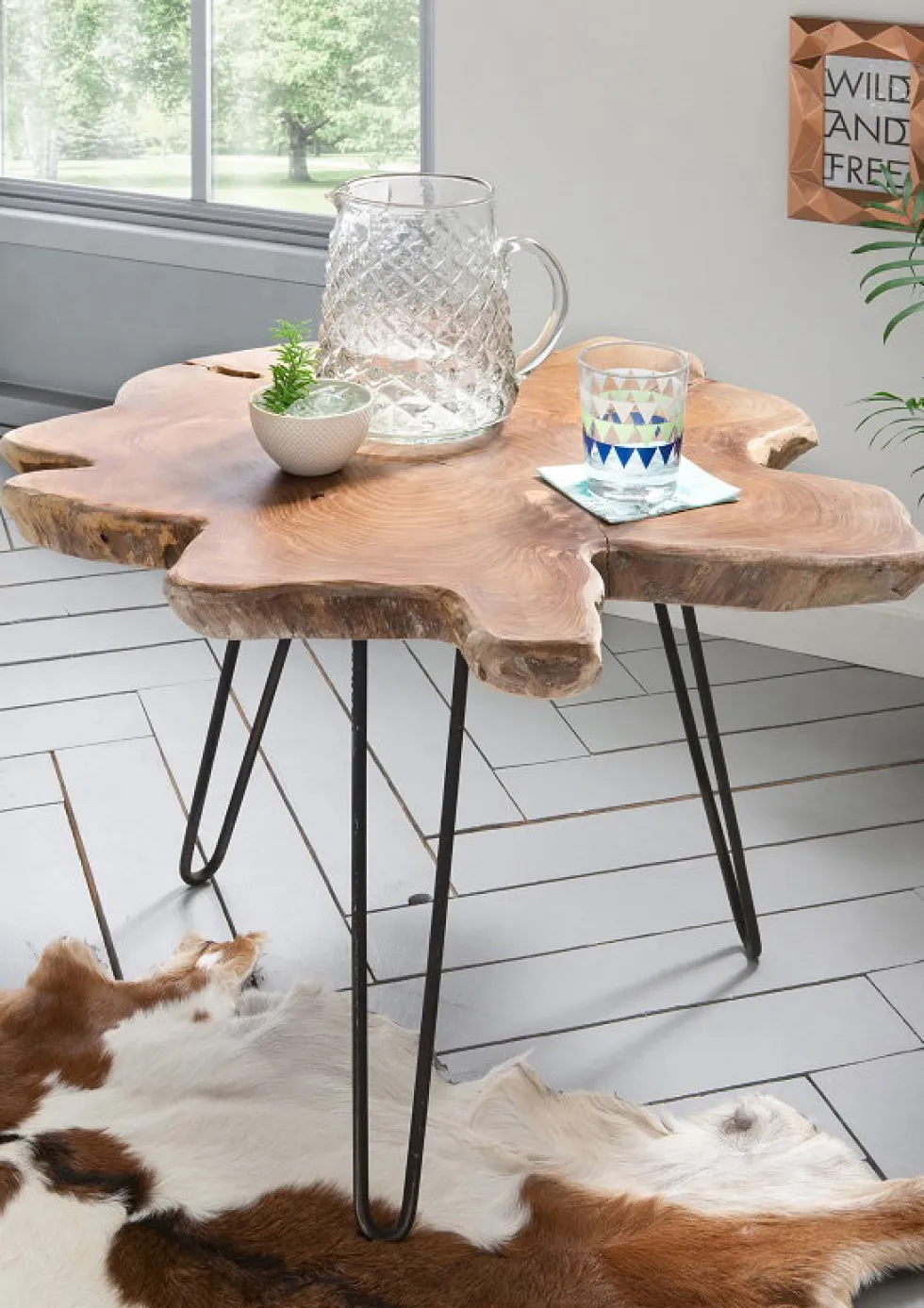 Beistelltisch 60x60cm "Seattle" Teak & Metall