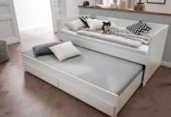 Bettbank mit Zweitbett und Schubladen 90x200/190cm "Meggie" MDF weiß lackiert