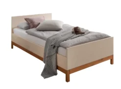 Bett inkl.Rollrost 90x200cm "Annabell" Kiefer creme & gebeizt
