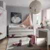 Bettsofa mit Zweitbett und Schubladen 90x200cm "Meggie" MDF weiß lackiert