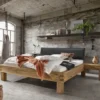 Bett verschiedene Größen Kopfteil anthrazit Holzfüße 'Moderna VI' Wildeiche 200 x 200 cm