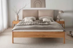 Bett Wildeiche Kopfteil braunbeige 'Modena II' verschiedene Breiten 180x200cm