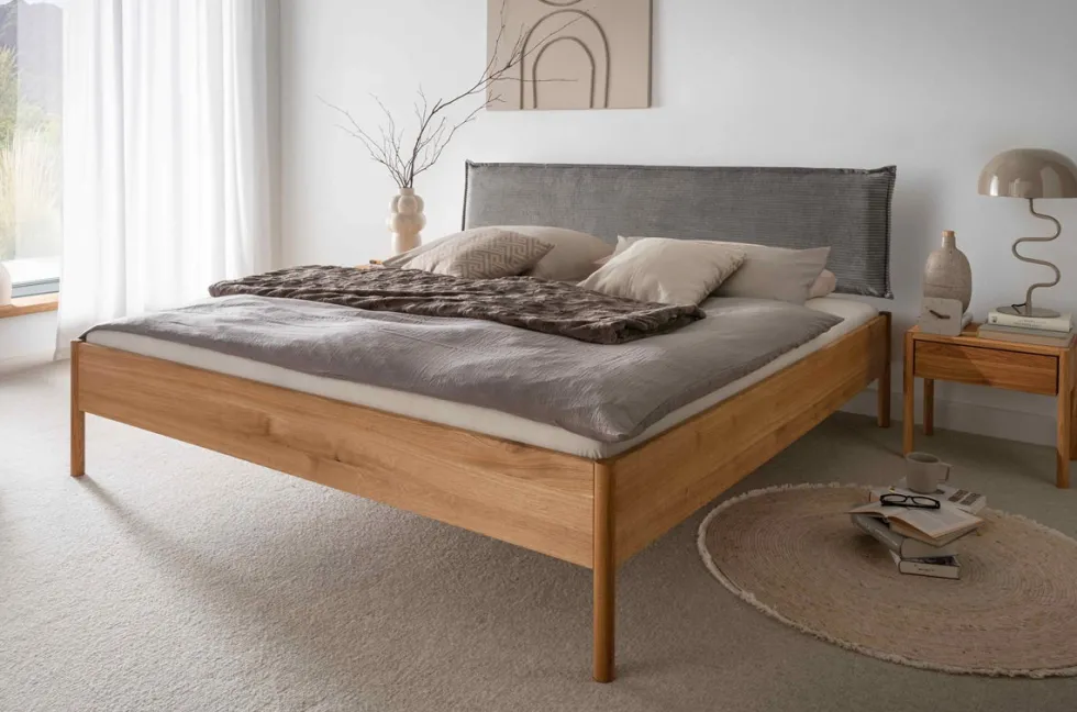 Bett Wildeiche Kopfteil creme oder braun 'Modena' verschiedene Breiten 160x200cm Kopfteil braun