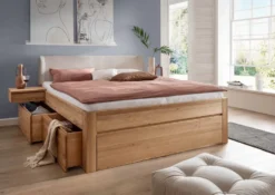 Bett Wildeiche massiv 'Cleveland' VARIATIONEN 180x200cm ohne 1 Nachtkonsole