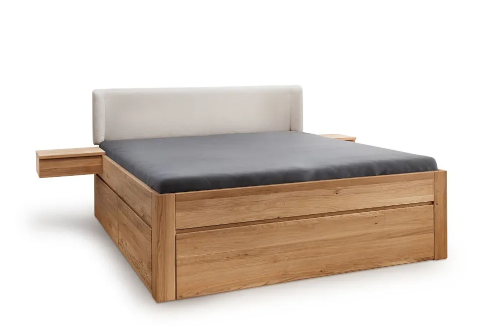 Bett Wildeiche massiv 'Cleveland' VARIATIONEN 180x200cm ohne 1 Nachtkonsole