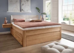Bett Wildeiche massiv 'Cleveland' VARIATIONEN 180x200cm ohne 1 Nachtkonsole