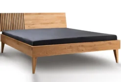 Bett 140x200cm Wildeiche massiv 'Dallas I' geölt & schwarz