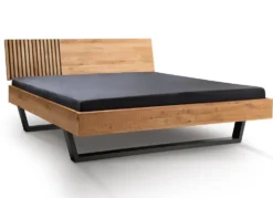Bett 160x200cm Wildeiche massiv 'Dallas II' geölt & schwarz