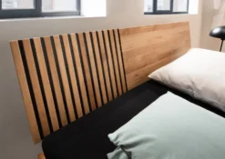 Bett 160x200cm Wildeiche massiv 'Dallas II' geölt & schwarz