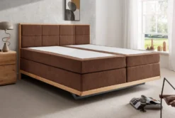 Boxspringbett inkl.Topper 'David' 180x200cm Eiche Stoff braun