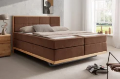Boxspringbett inkl.Topper 'David' 180x200cm Eiche Stoff braun