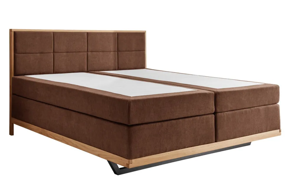 Boxspringbett inkl.Topper 'David' 180x200cm Eiche Stoff braun