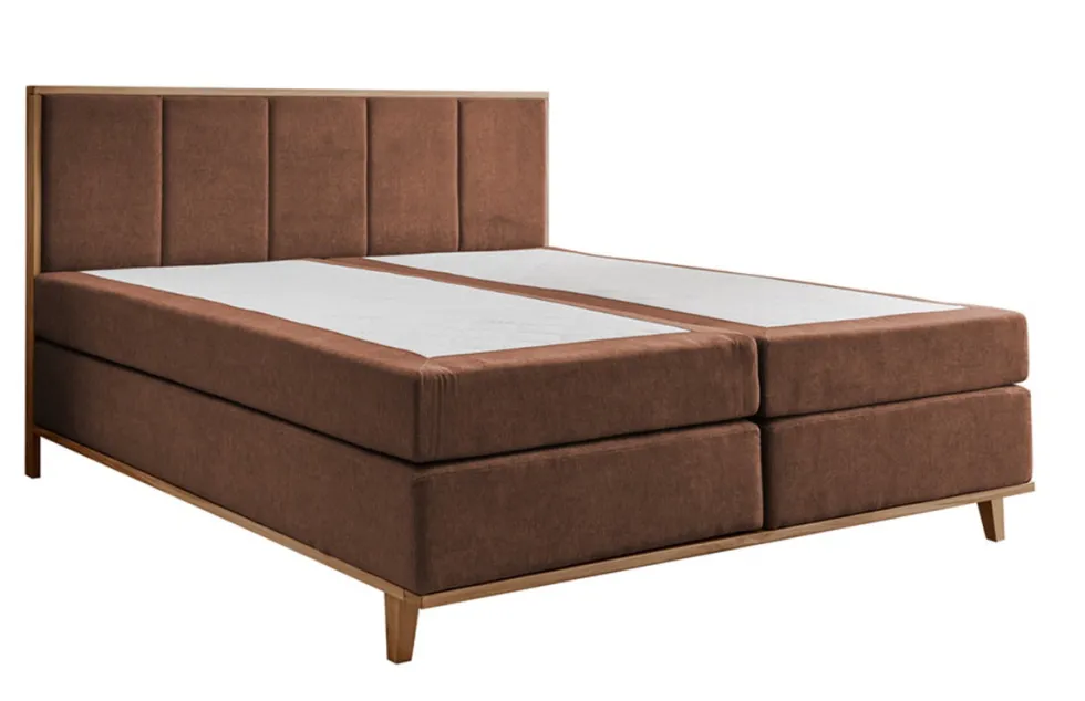 Boxspringbett inkl.Topper 'Niklas' 180x200cm Eiche Stoff braun