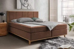 Boxspringbett inkl.Topper 'Niklas' 180x200cm Eiche Stoff braun