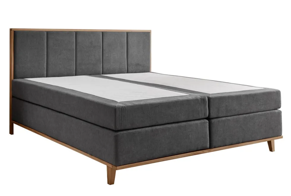 Boxspringbett inkl.Topper 'Niklas' 180x200cm Eiche Stoff anthrazit