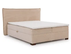 Boxspringbett inkl. Topper 'Olivia' verschiedene Größen Cordstoff creme 140 x 200 cm