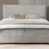 Boxspringbett inkl. Topper 'Olivia' verschiedene Größen Cordstoff grau 180 x 200 cm