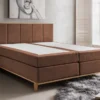 Boxspringbett ohne Topper 'Niklas' 200x200cm Eiche Stoff braun