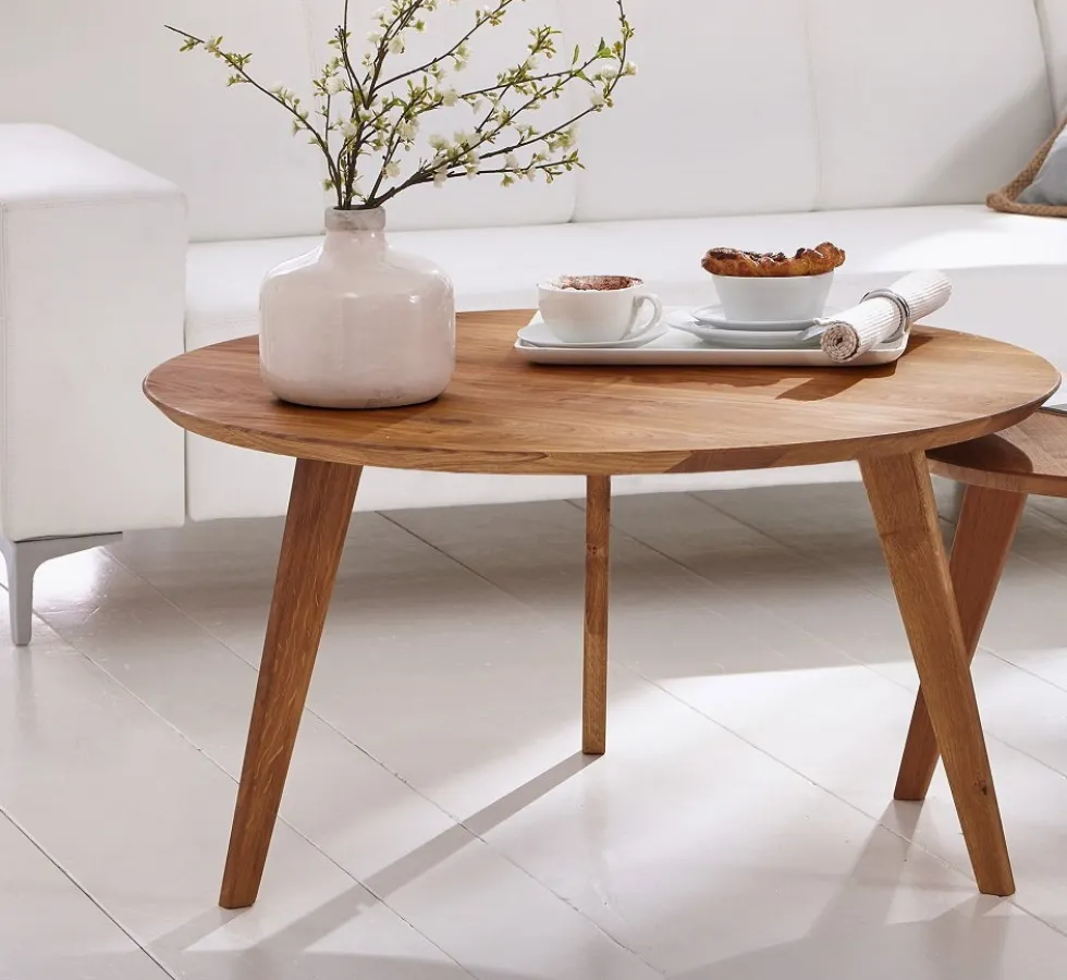 Couchtisch "Bern" 90cm Wildeiche massiv geölt