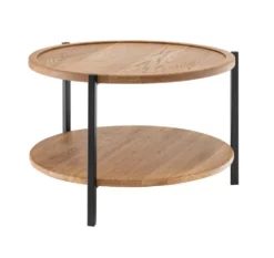 Couchtisch 60cm 'Lissabon' Wildeiche Stahl schwarz