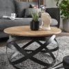 Couchtisch 70cm 'Lissabon' Wildeiche Stahl schwarz