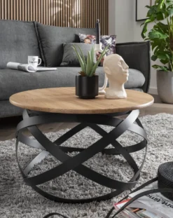 Couchtisch 70cm 'Lissabon' Wildeiche Stahl schwarz