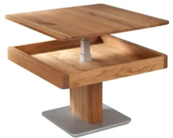 Couchtisch höhenverstellbar 70x70cm "Timo II" Wildeiche massiv geölt