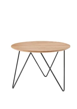 Couchtisch rund 60cm 'Lissabon' Wildeiche Stahl schwarz