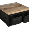 Couchtisch-Truhe 90x90cm 'Mumbai' Mango natur & schwarz