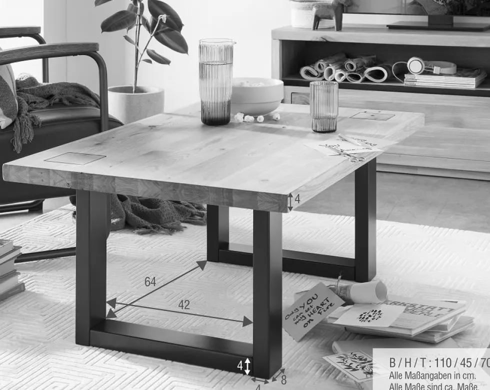 Couchtisch 110x70cm "Bergamo" Kernbuche geölt WZ-0159