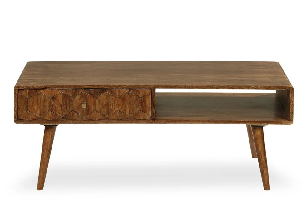 Couchtisch 115x55cm 'Kalani' Mango massiv braun lackiert