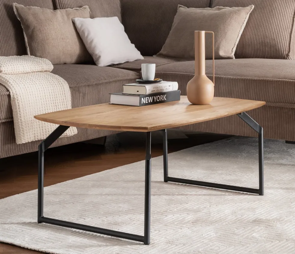 Couchtisch 90x60cm 'Lissabon' Wildeiche Stahl schwarz