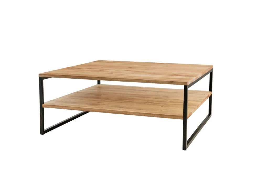 Couchtisch 90x90cm 'Lissabon' Wildeiche Stahl schwarz