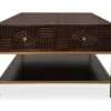 Couchtisch 70x70cm 'Marvello' Mango mahagoni & Metall goldfarbig