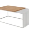 Couchtisch 100x60cm 'Melina' Wildeiche Metall weiß Sprossen