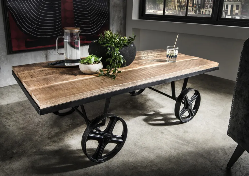Couchtisch 120x60cm "Rail" Mango & Eisen