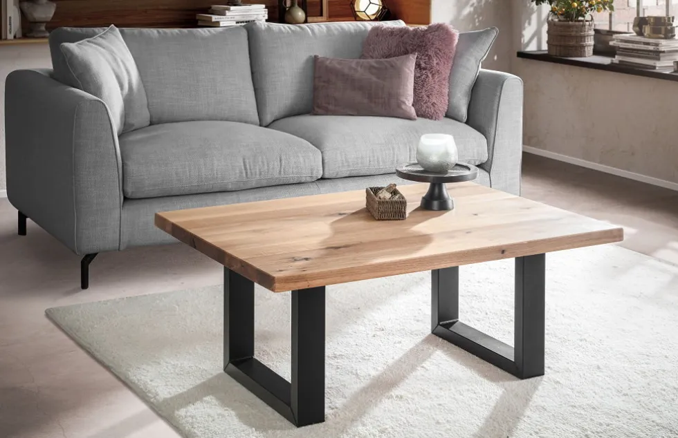 Couchtisch 110x75cm 'Robin II' Wildeiche & Metall schwarz