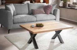 Couchtisch 110x75cm 'Robin I' Wildeiche & Metall schwarz