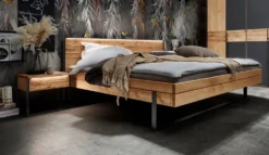 Doppelbett inkl. Beleuchtung 'Boston' 200x200cm Wildeiche geölt