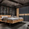 Doppelbett inkl. Beleuchtung 'Boston' 180x200cm Wildeiche geölt