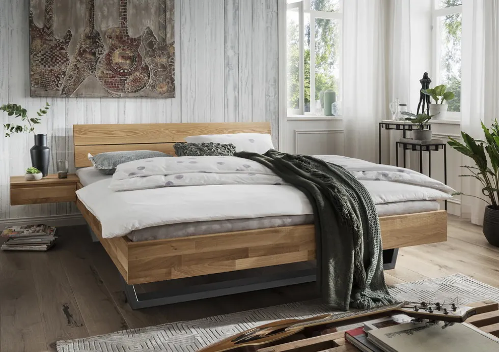 Doppelbett Kopfteil geteilt 'Astoria III' 180x200cm Wildeiche geölt