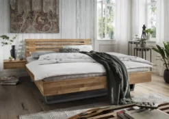 Doppelbett Kopfteil Lamellen 'Astoria III' 180x200cm Wildeiche geölt