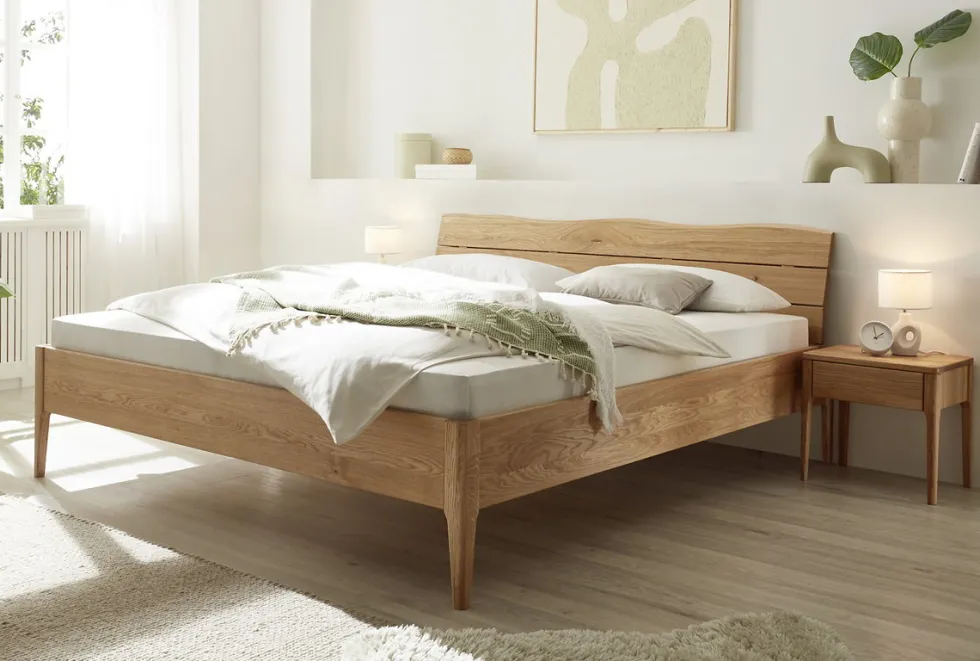 Doppelbett Metallfrei 'Natura Oak I' 180x200cm Wildeiche massiv